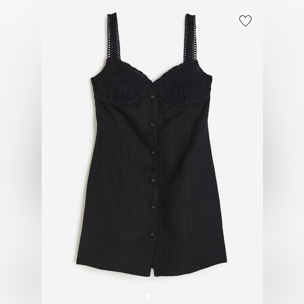 Appliqué Linen Mini Dress